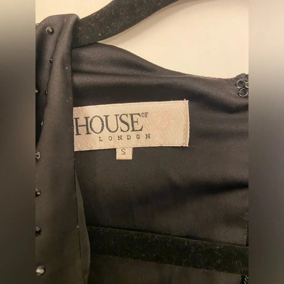 House of CB Tatja Deep V Crystal Studded Mini Dress Black Size Small - Picture 6 of 12